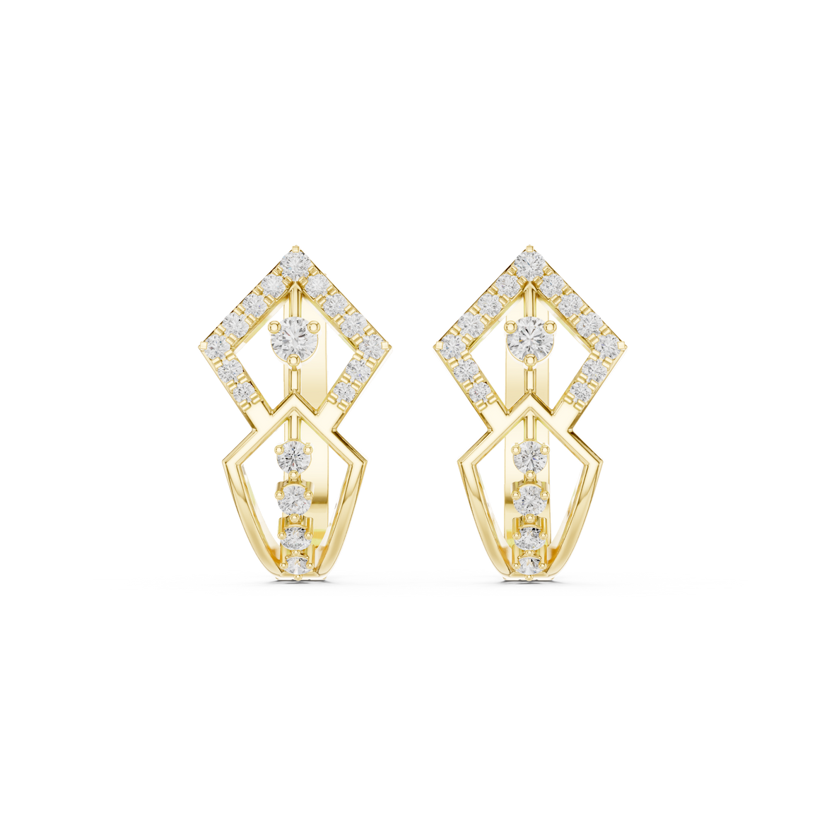 Geometric diamond hoop earrings