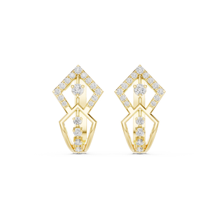 Front face of the yellow gold Twin Prism hoop earrings
