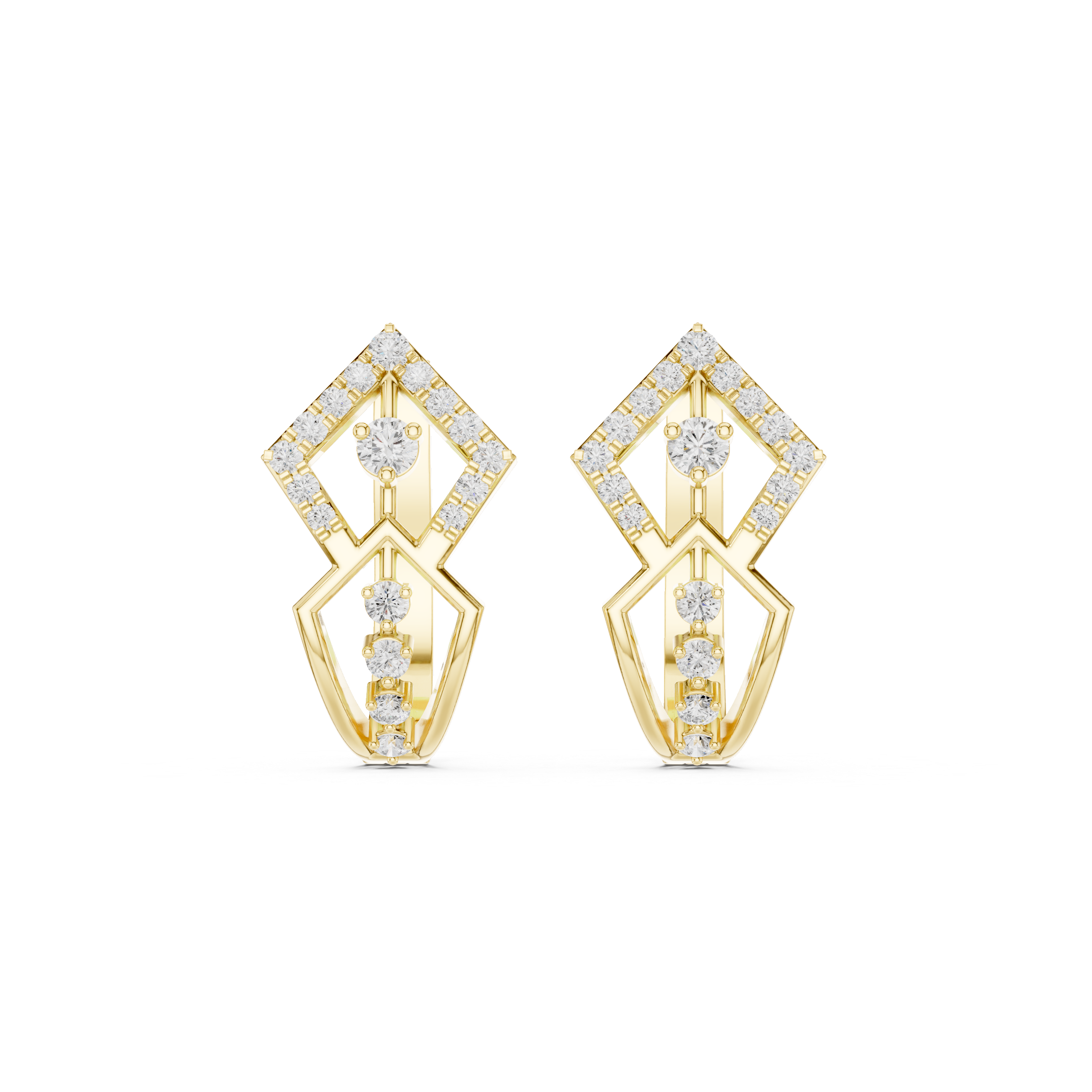 Geometric diamond hoop earrings