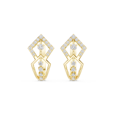 Front face of the yellow gold Twin Prism hoop earrings