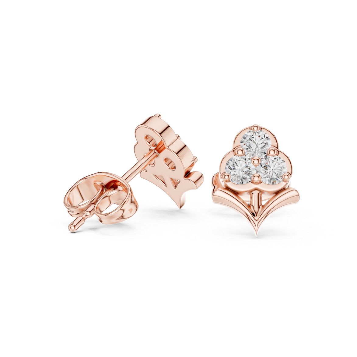 Diamond floral cluster stud earrings in gold by Signora Jewels