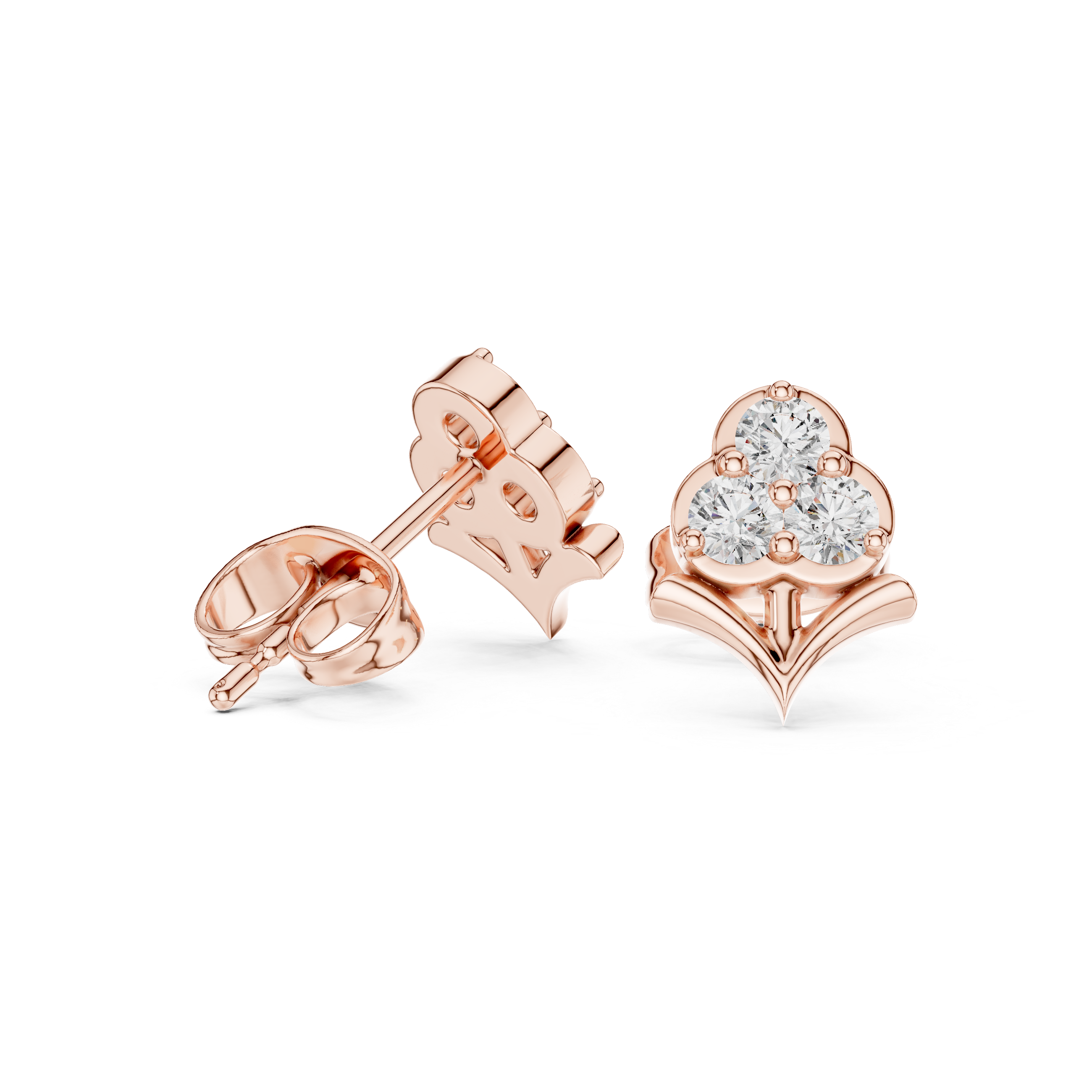 Diamond floral cluster stud earrings in gold by Signora Jewels