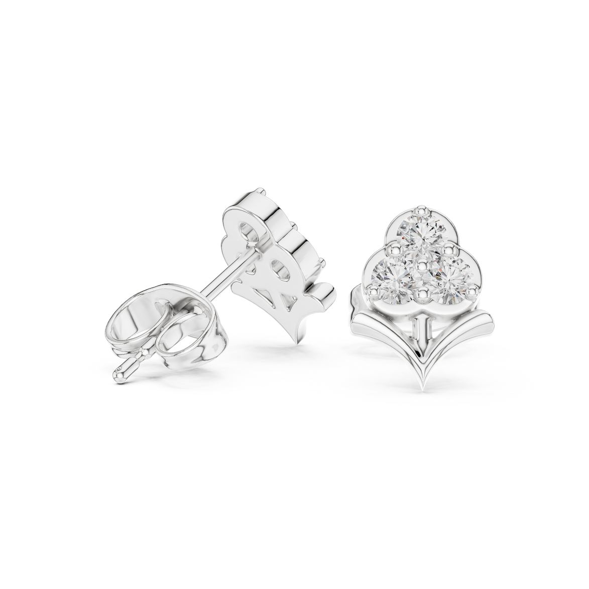 Diamond floral cluster stud earrings in gold by Signora Jewels
