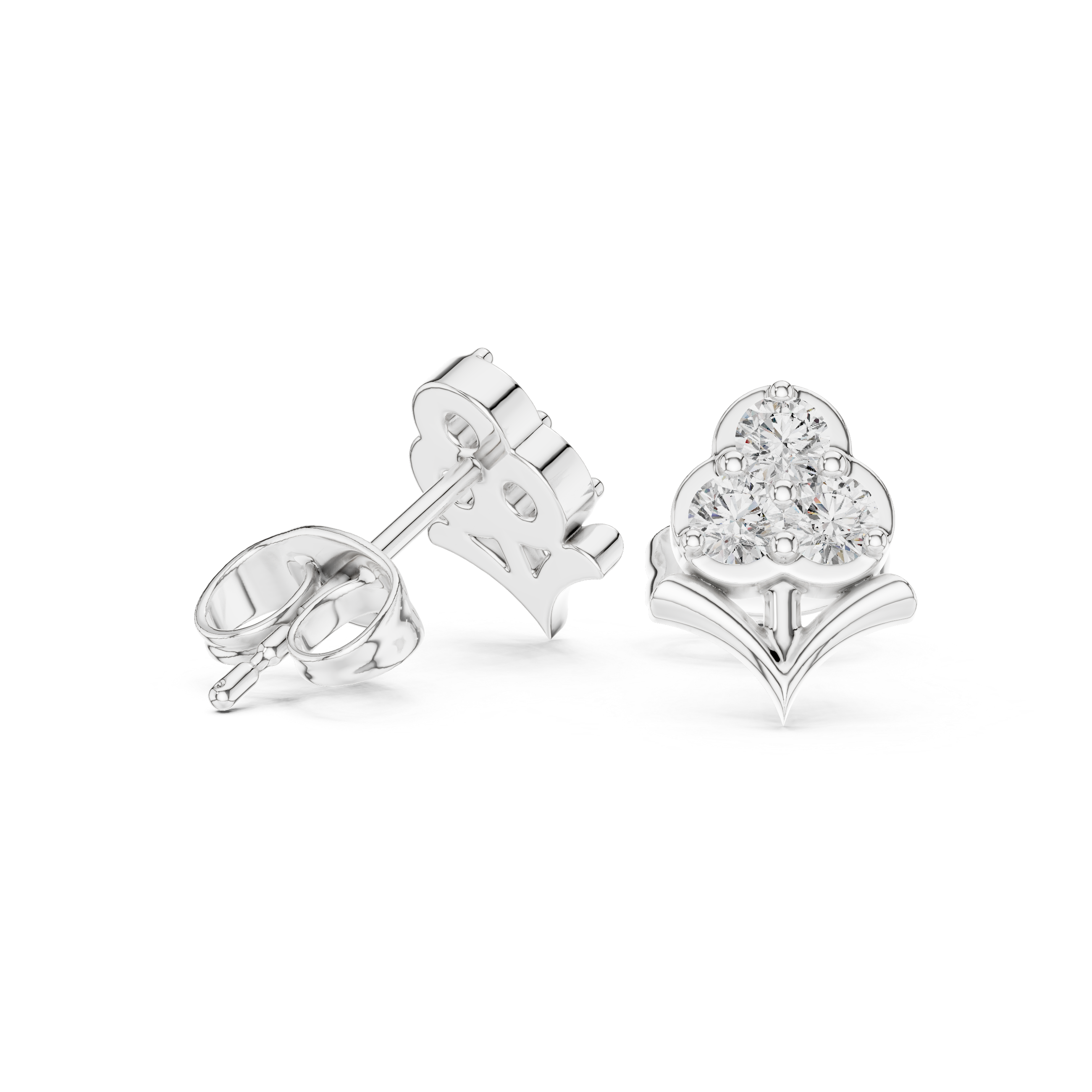 Diamond floral cluster stud earrings in gold by Signora Jewels