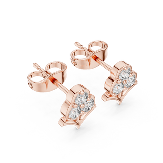 Side profile view of rose gold floral diamond studs 