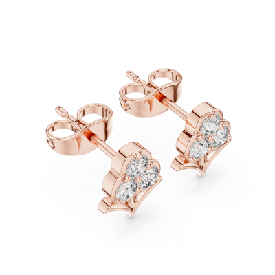 Side profile view of rose gold floral diamond studs 