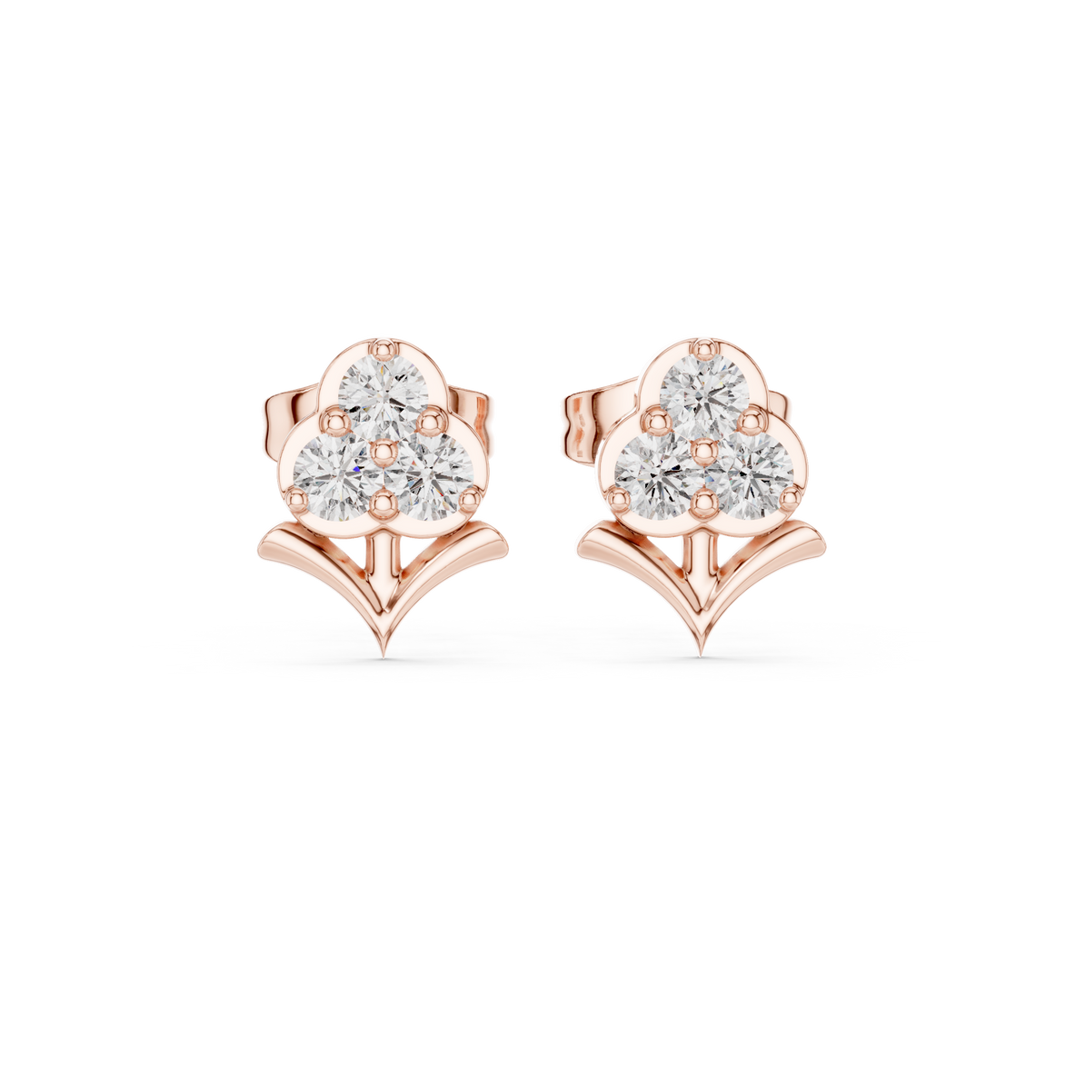 Diamond floral cluster stud earrings in gold by Signora Jewels