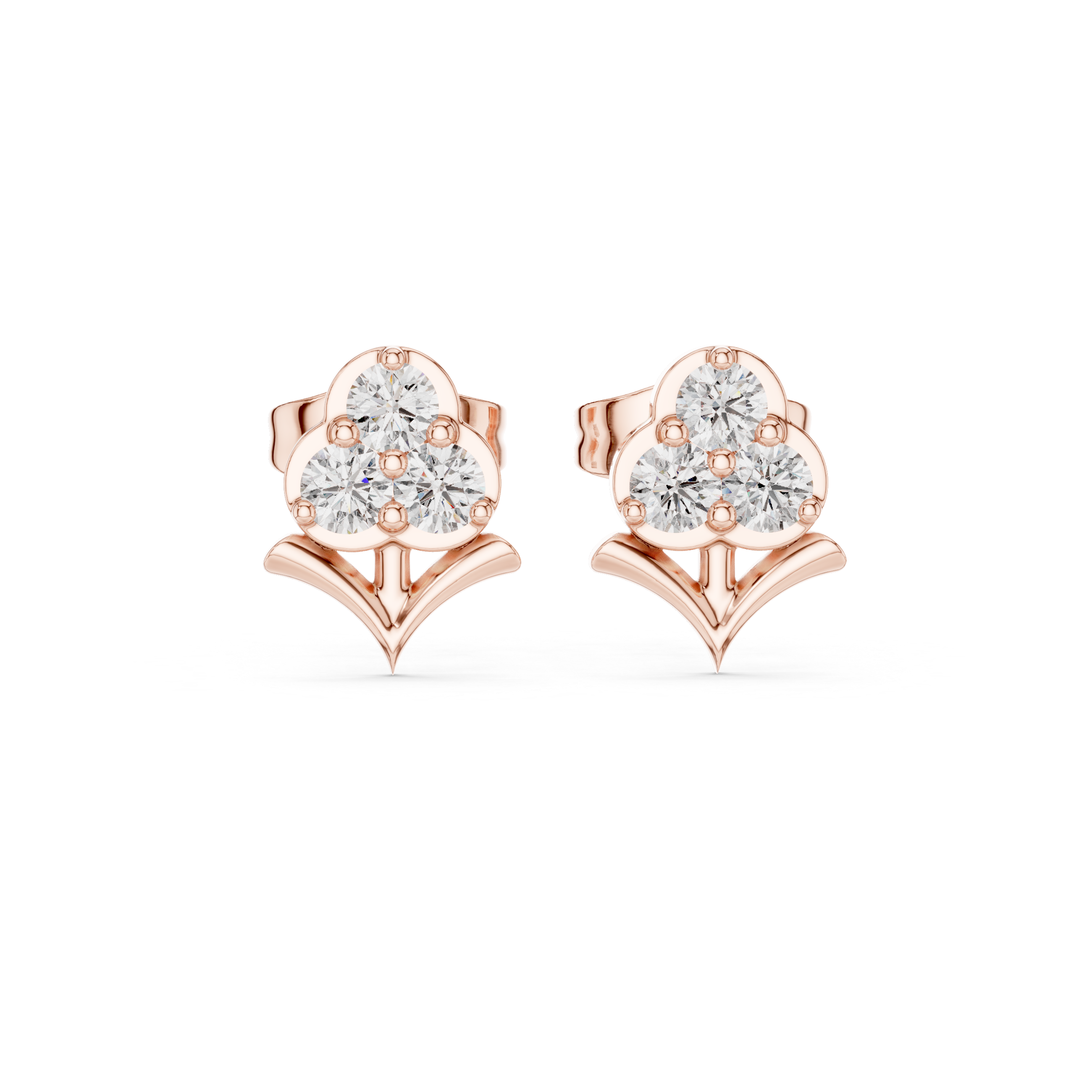 Diamond floral cluster stud earrings in gold by Signora Jewels