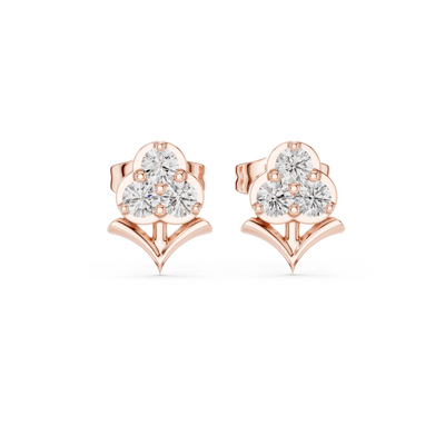 Diamond floral cluster stud earrings in gold by Signora Jewels