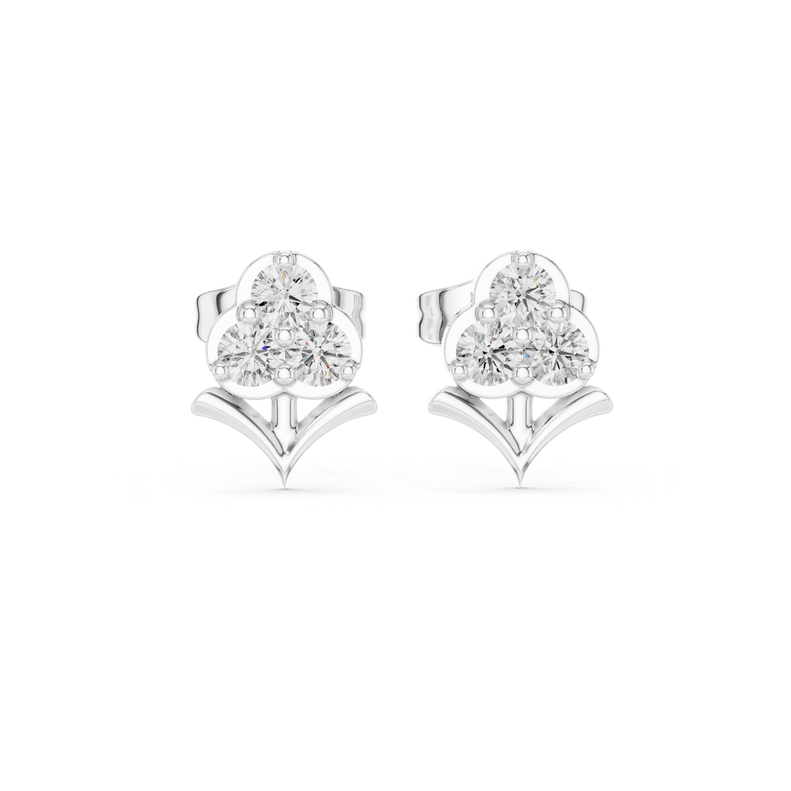 Diamond floral cluster stud earrings in gold by Signora Jewels