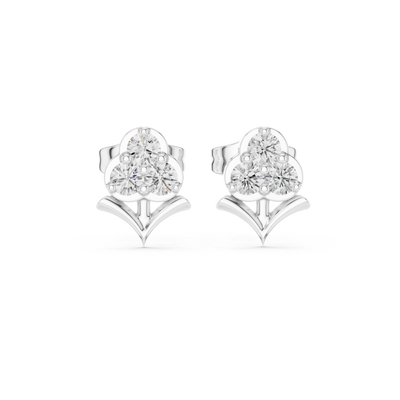 Diamond floral cluster stud earrings in gold by Signora Jewels