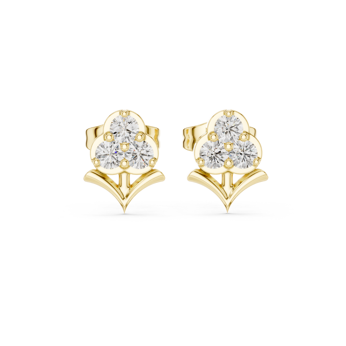 Diamond floral cluster stud earrings in gold by Signora Jewels
