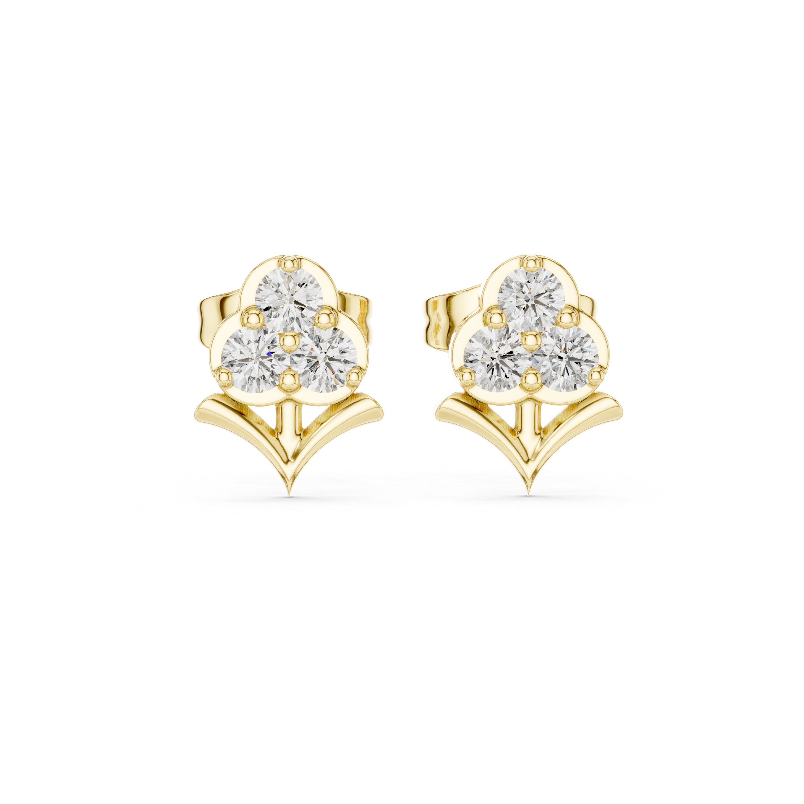 Diamond floral cluster stud earrings in gold by Signora Jewels