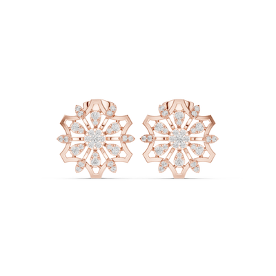 Floral diamond statement earrings in gold with lab grown diamonds by Signora Jewels