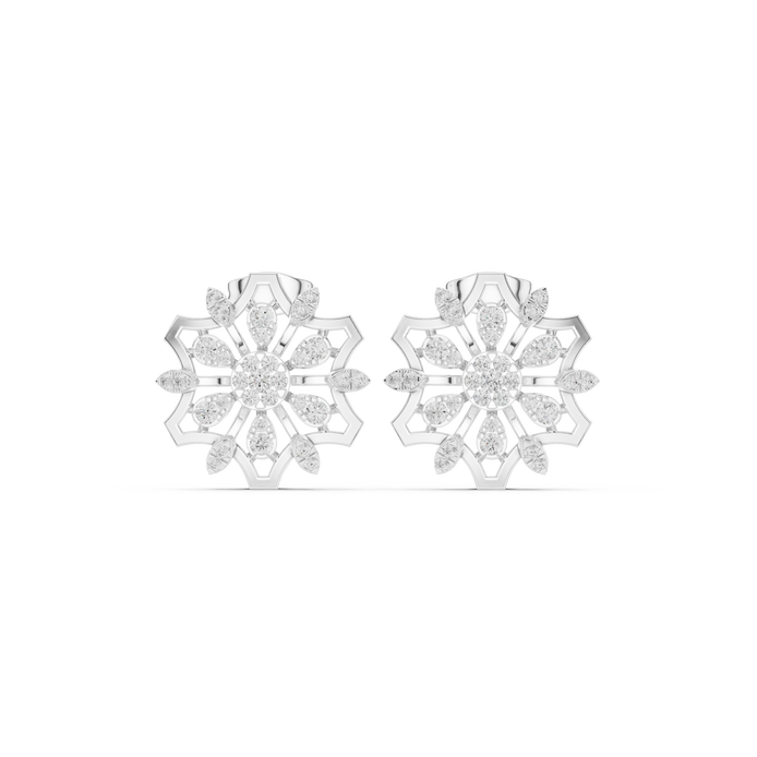 Floral diamond statement earrings in gold with lab grown diamonds by Signora Jewels