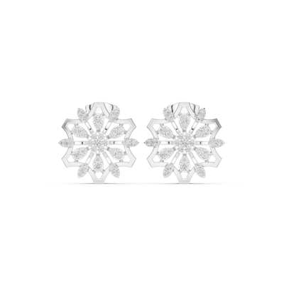 Floral diamond statement earrings in gold with lab grown diamonds by Signora Jewels