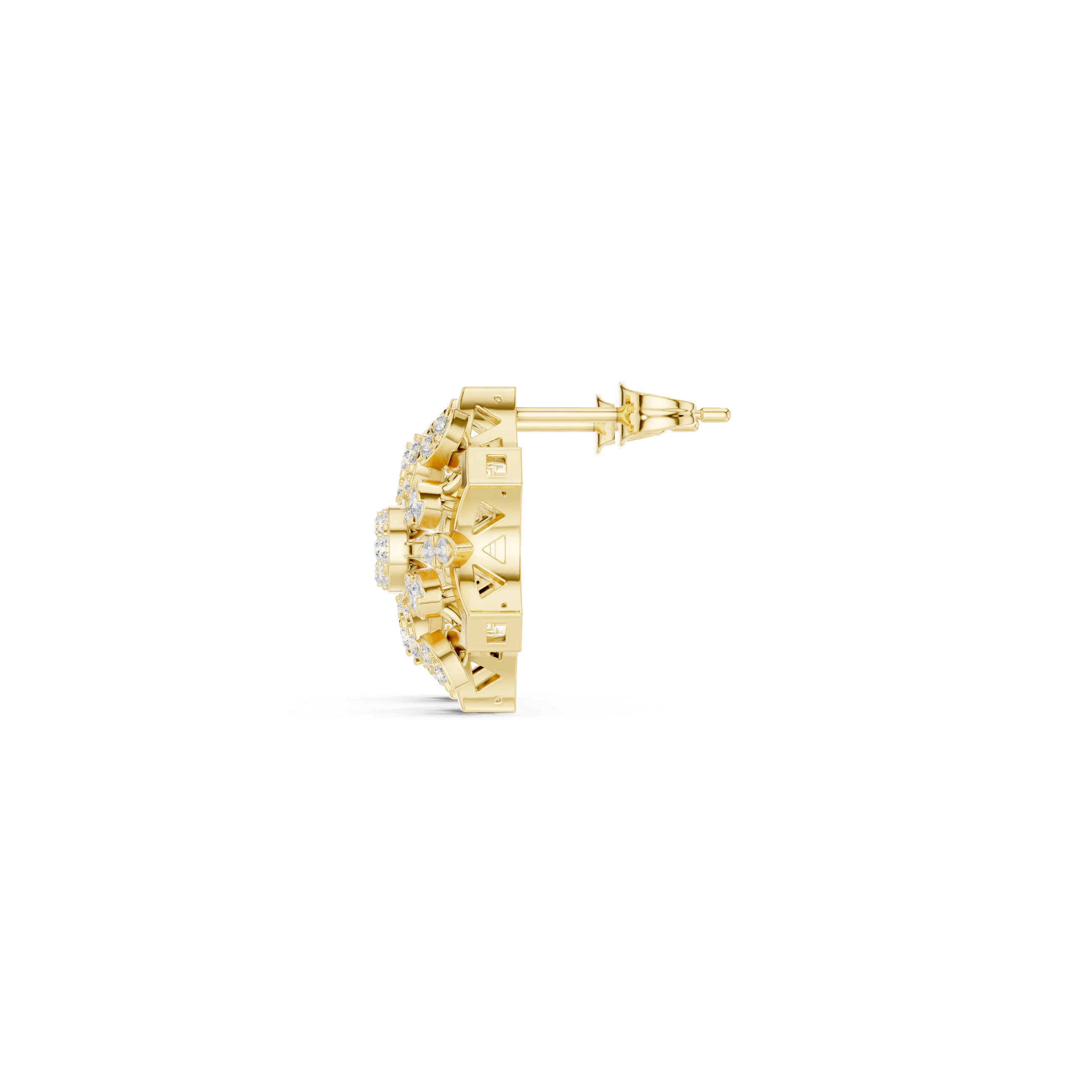 Floral diamond statement earrings in gold with lab grown diamonds by Signora Jewels
