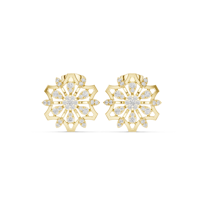 Front face of the yellow gold Celestial Bloom stud earrings