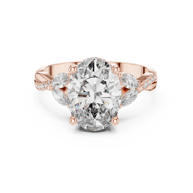 Oval Lab Grown Diamond Marquise Crossover Engagement Ring