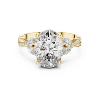 oval diamond marquise crossover ring in yellow gold
