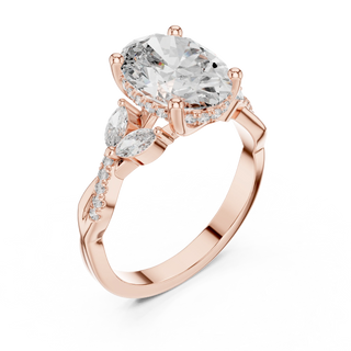 oval diamond marquise crossover ring in rose gold
