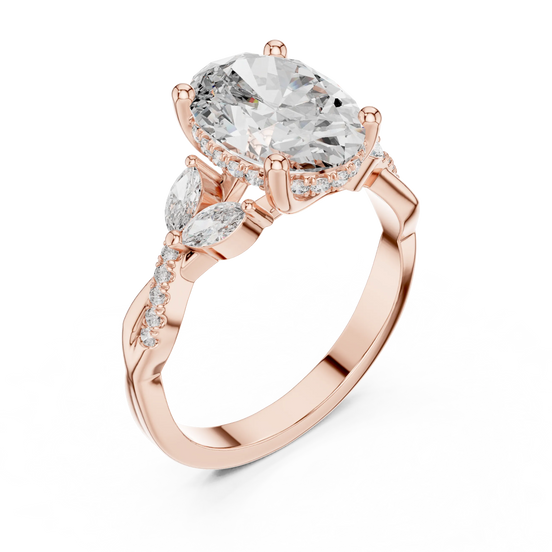 oval diamond marquise crossover ring in rose gold
