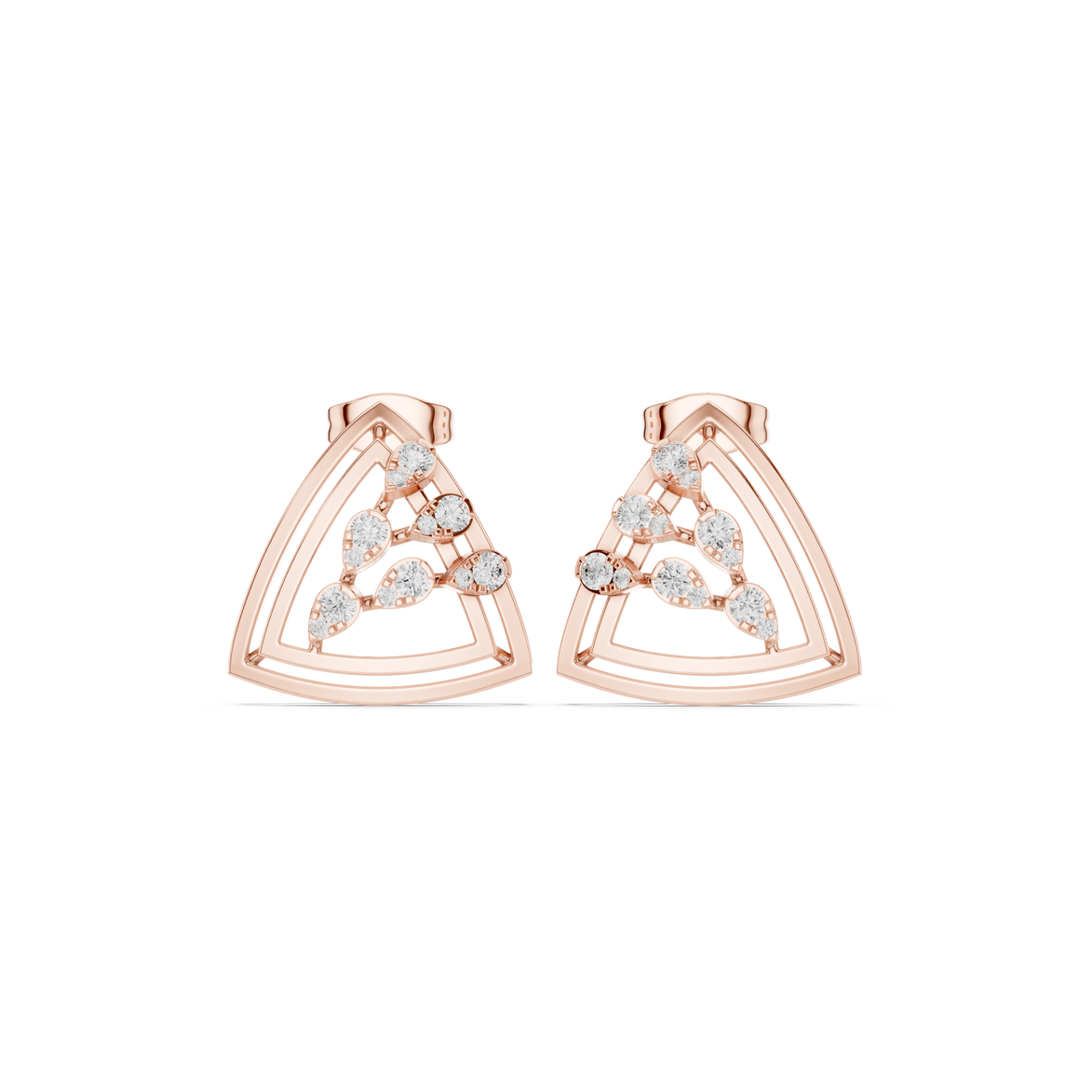 Geometric diamond openwork earrings in gold with lab grown diamonds by Signora Jewels