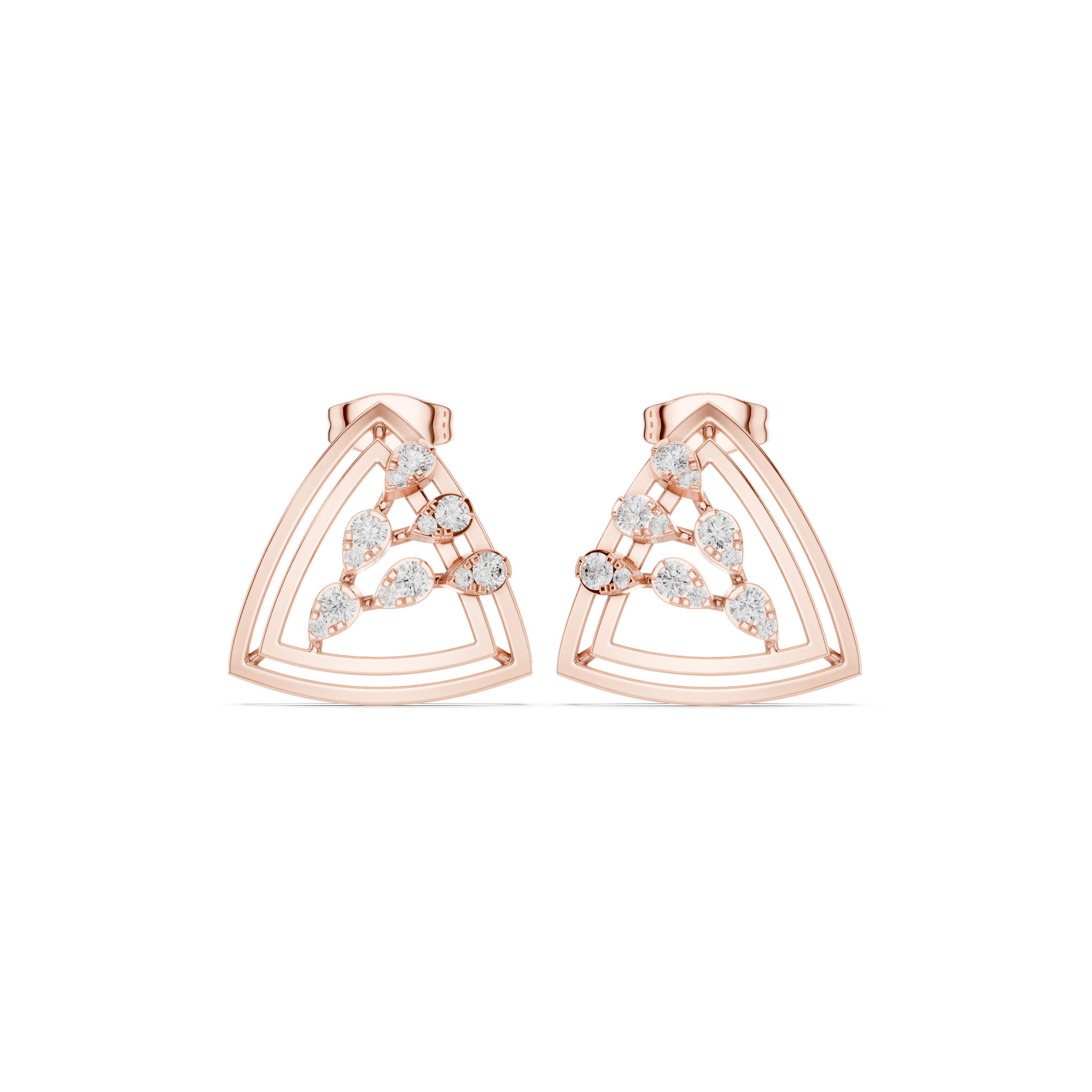 Geometric diamond openwork earrings in gold with lab grown diamonds by Signora Jewels