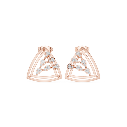Geometric diamond openwork earrings in gold with lab grown diamonds by Signora Jewels