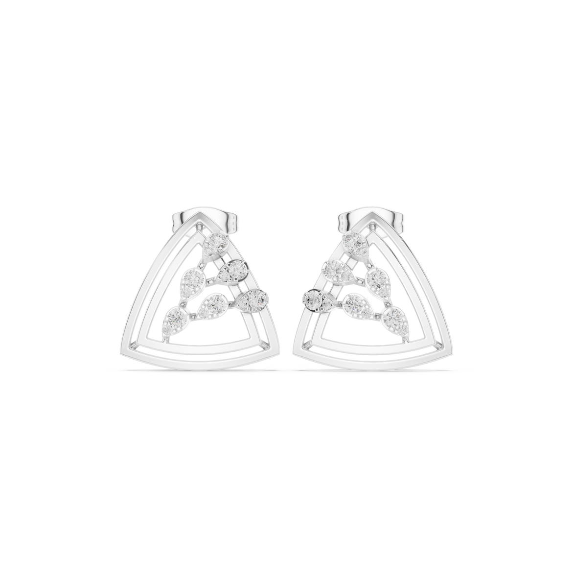 Geometric diamond openwork earrings in gold with lab grown diamonds by Signora Jewels