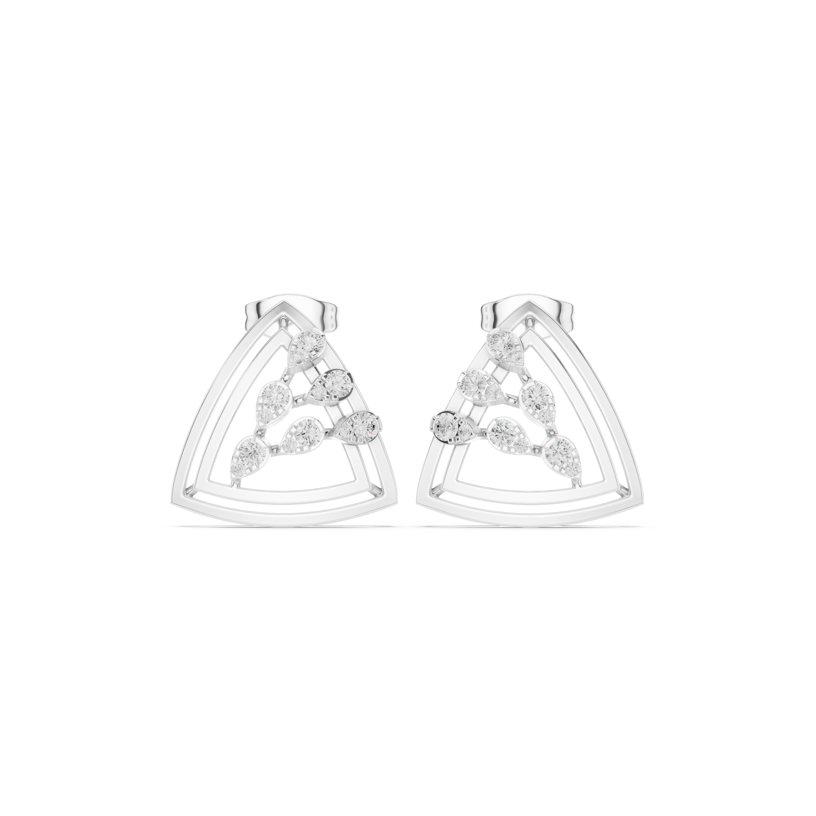 Geometric diamond openwork earrings in gold with lab grown diamonds by Signora Jewels