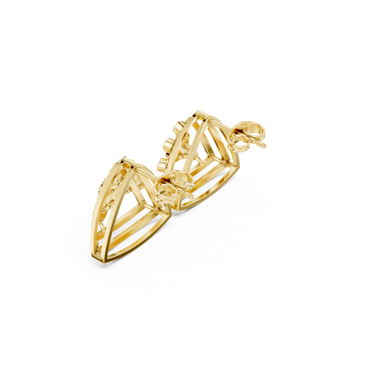Geometric diamond openwork earrings in gold with lab grown diamonds by Signora Jewels
