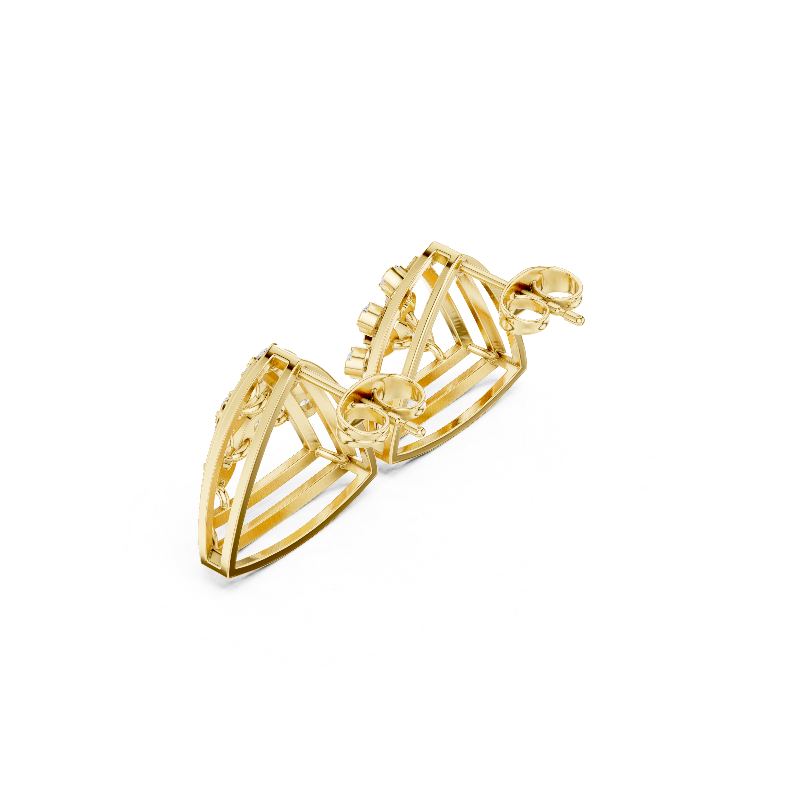 Geometric diamond openwork earrings in gold with lab grown diamonds by Signora Jewels