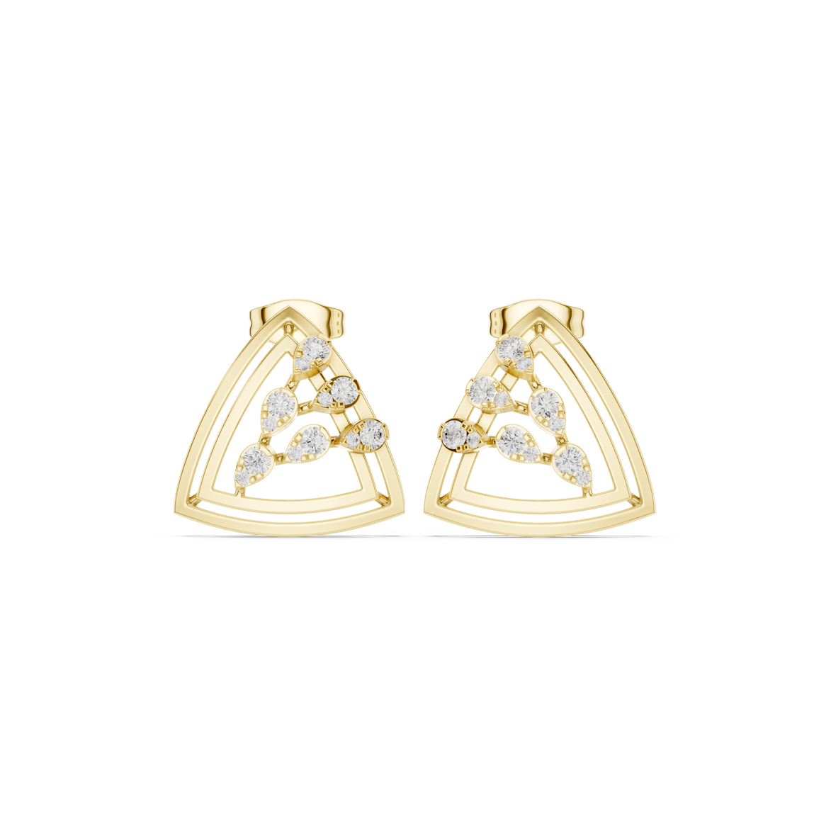 Geometric diamond openwork earrings in gold with lab grown diamonds by Signora Jewels