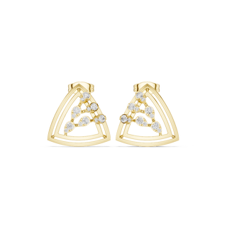 Front face of the yellow gold Trinity Bloom stud earrings