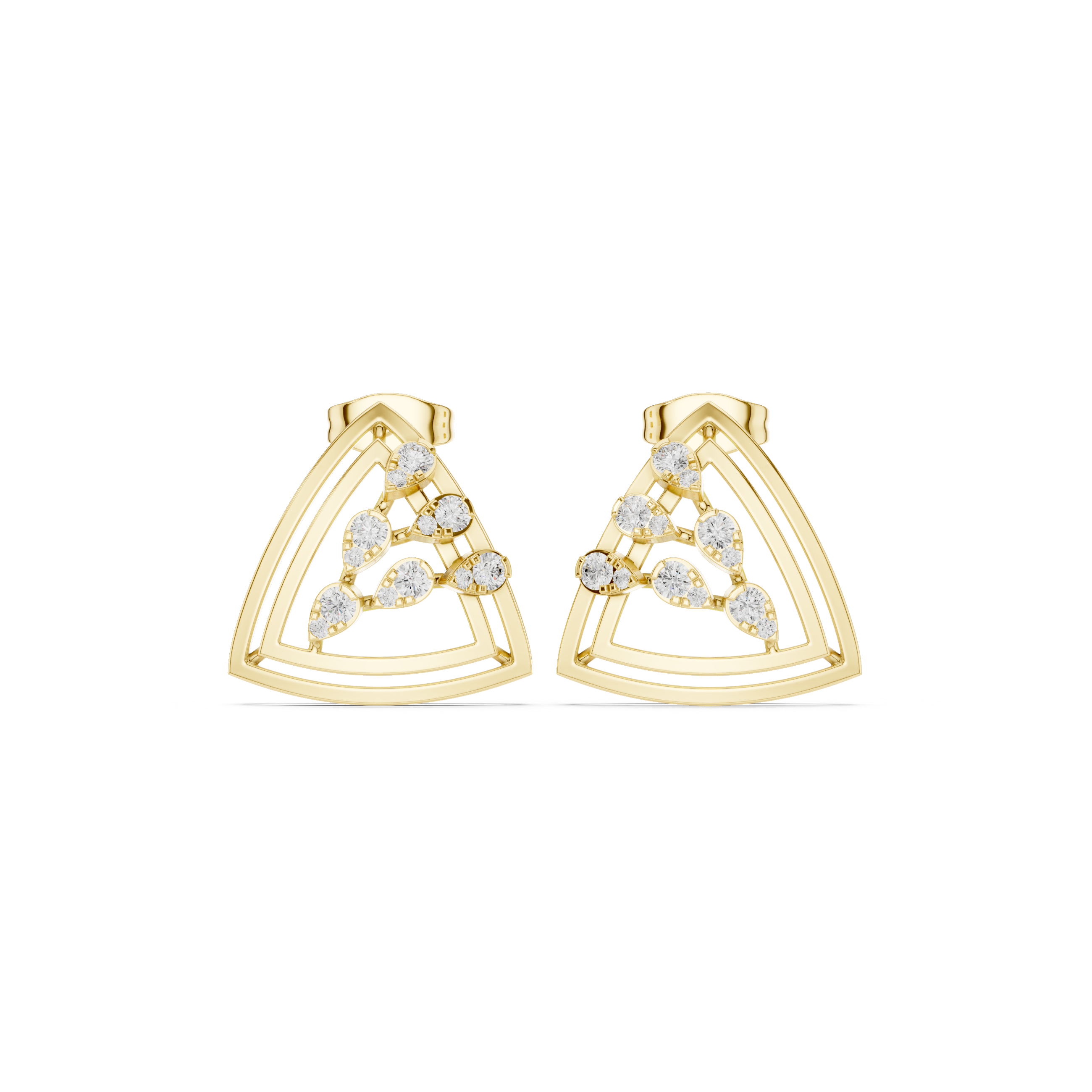 Geometric diamond openwork earrings in gold with lab grown diamonds by Signora Jewels