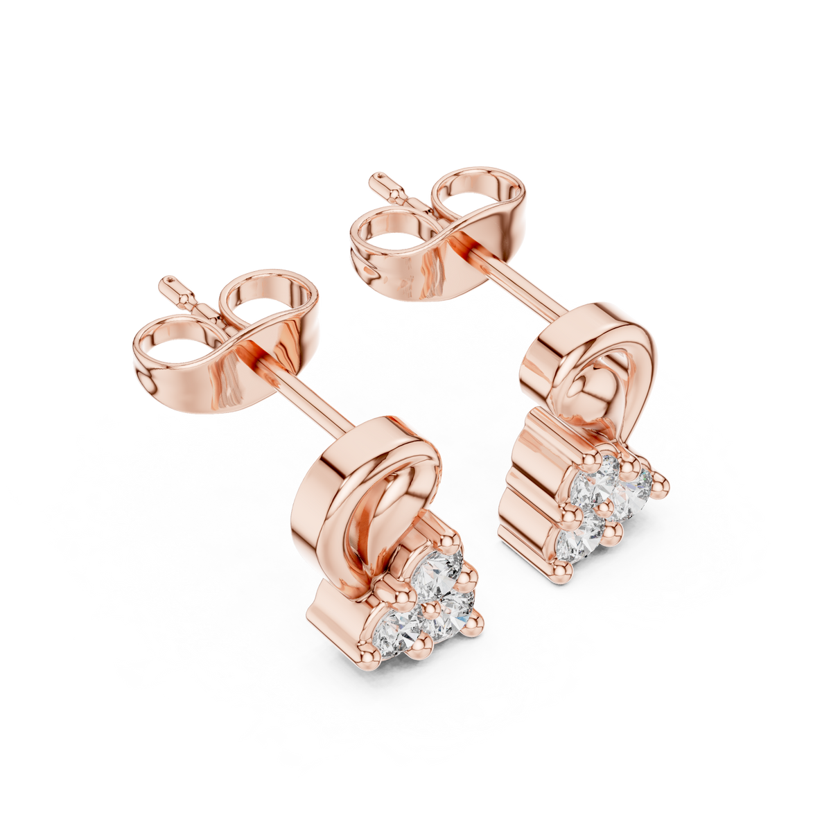 Diamond swirl floral stud earrings in gold by Signora Jewels