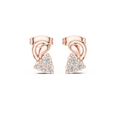 Diamond swirl floral stud earrings in gold by Signora Jewels