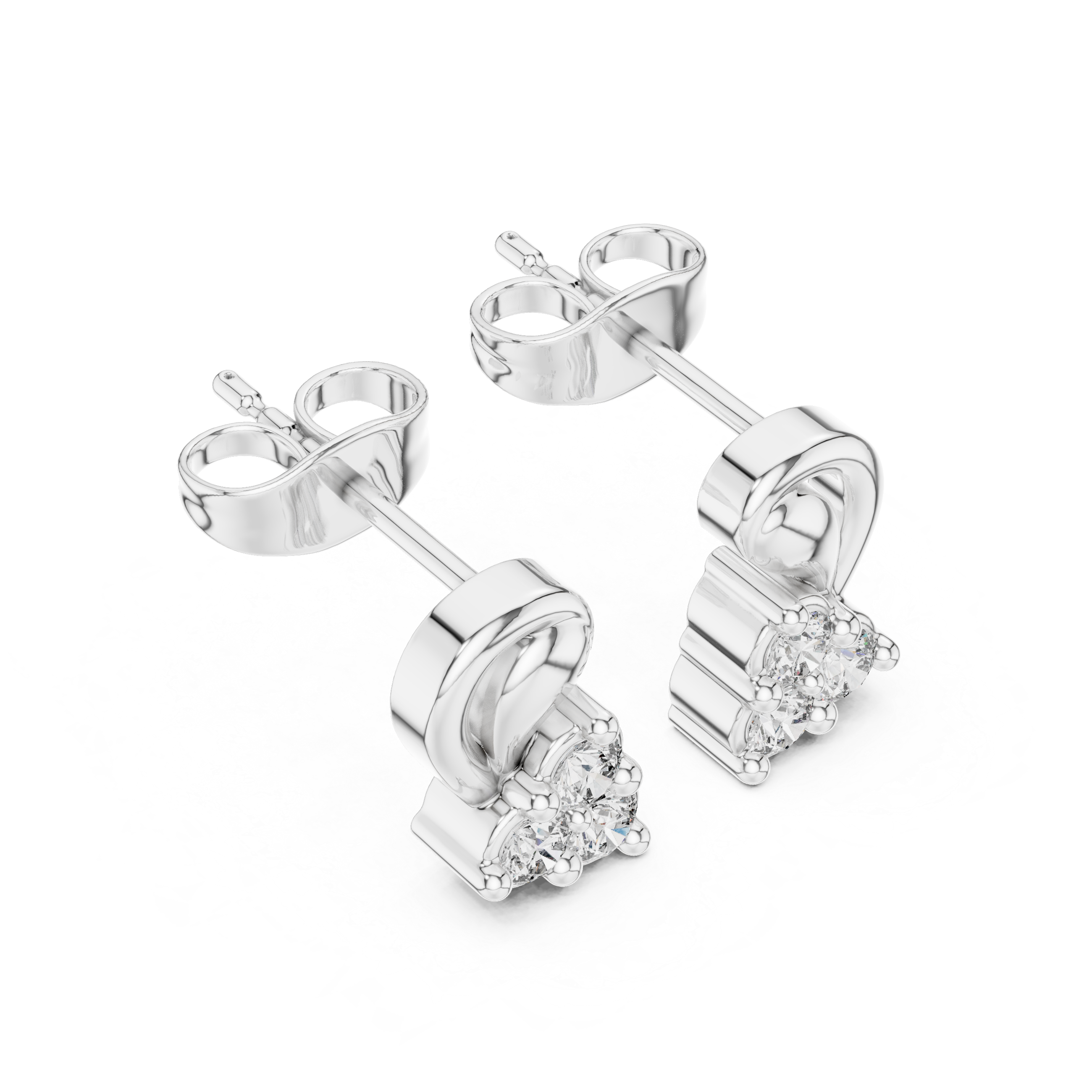Diamond swirl floral stud earrings in gold by Signora Jewels