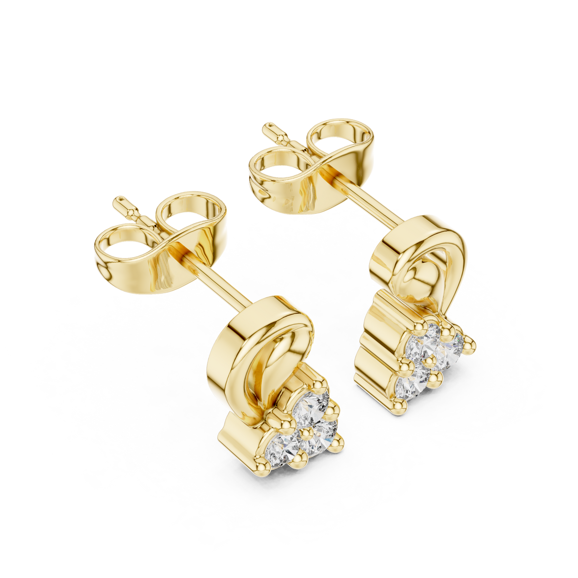 Diamond swirl floral stud earrings in gold by Signora Jewels