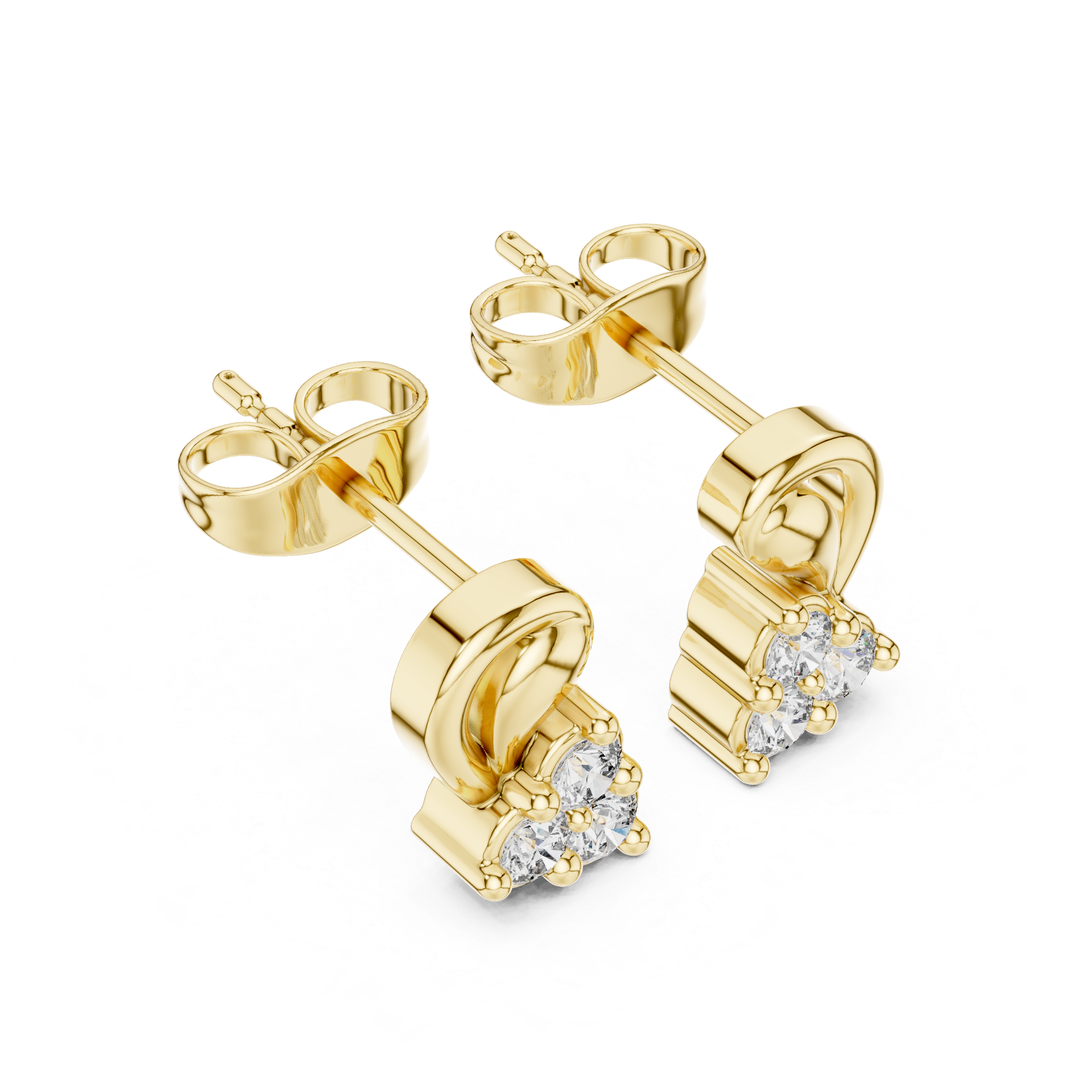 Diamond swirl floral stud earrings in gold by Signora Jewels