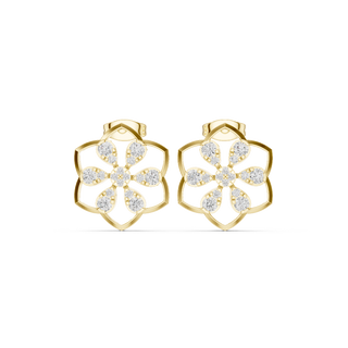Front face of the yellow gold Petal Grace stud earrings