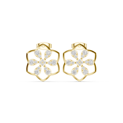 Front face of the yellow gold Petal Grace stud earrings
