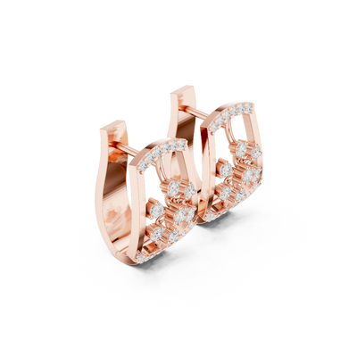 Side profile of the rose gold Radiant Bloom diamond earrings