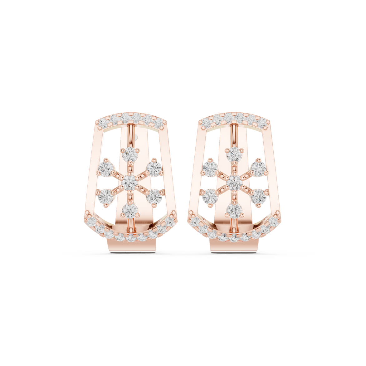 Floral diamond openwork earrings in gold with lab grown diamonds by Signora Jewels