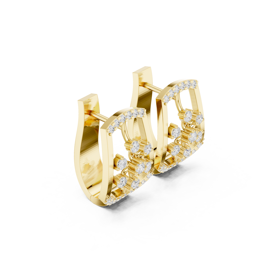 Floral diamond openwork earrings in gold with lab grown diamonds by Signora Jewels
