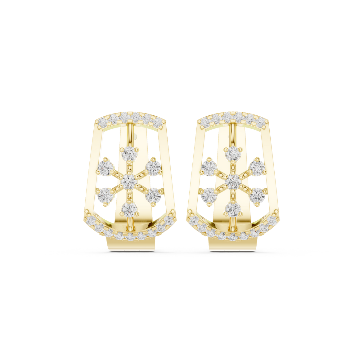 Floral diamond openwork earrings in gold with lab grown diamonds by Signora Jewels