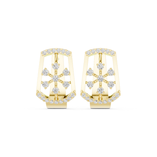 Front face of the yellow gold Radiant Bloom huggie earrings