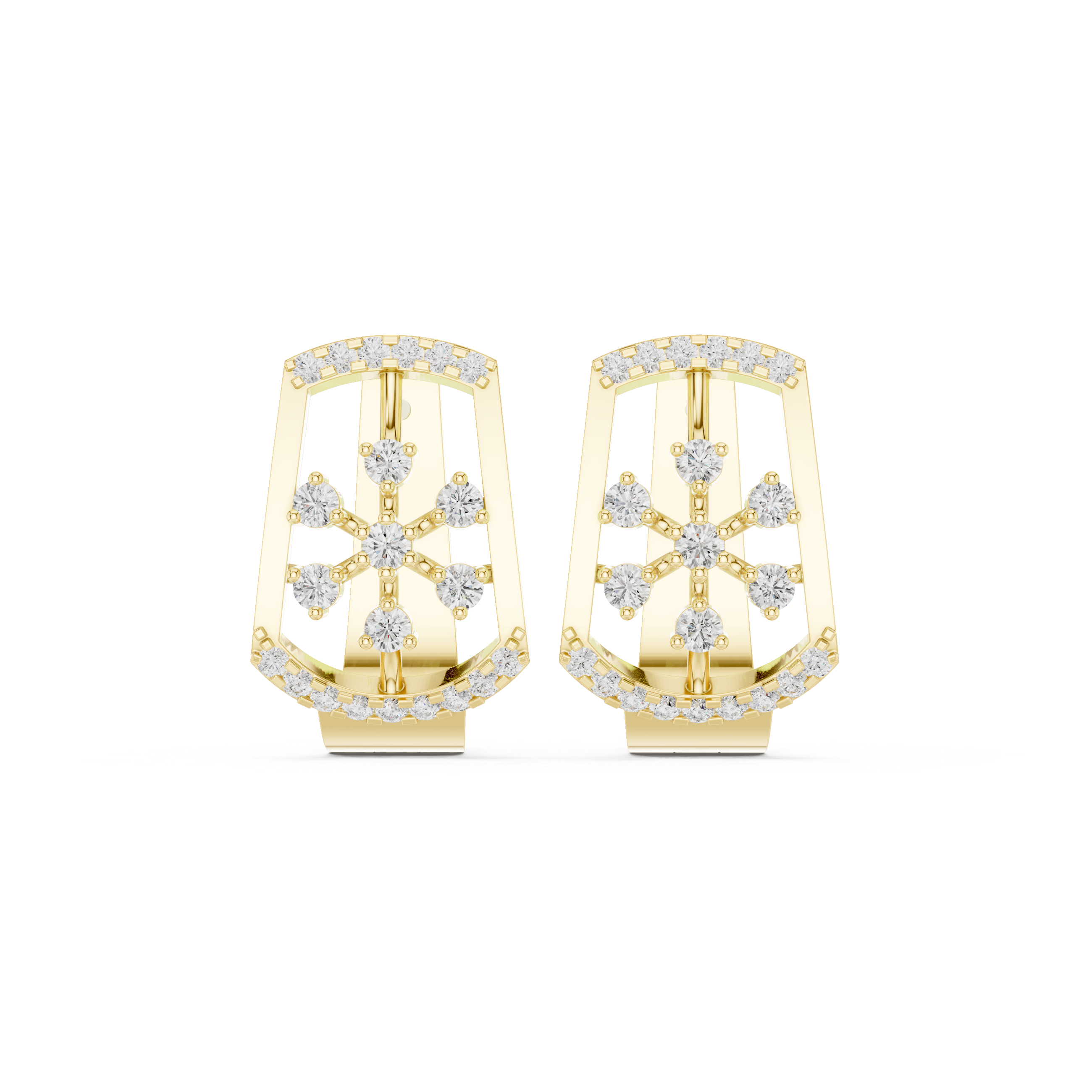 Floral diamond openwork earrings in gold with lab grown diamonds by Signora Jewels