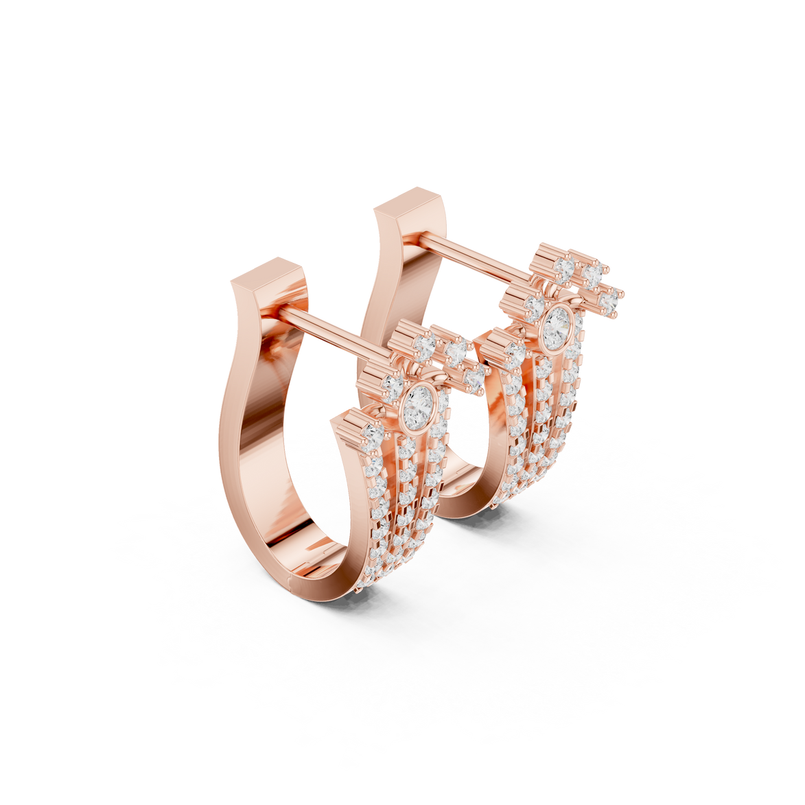 Floral diamond statement earrings in gold with lab grown diamonds by Signora Jewels